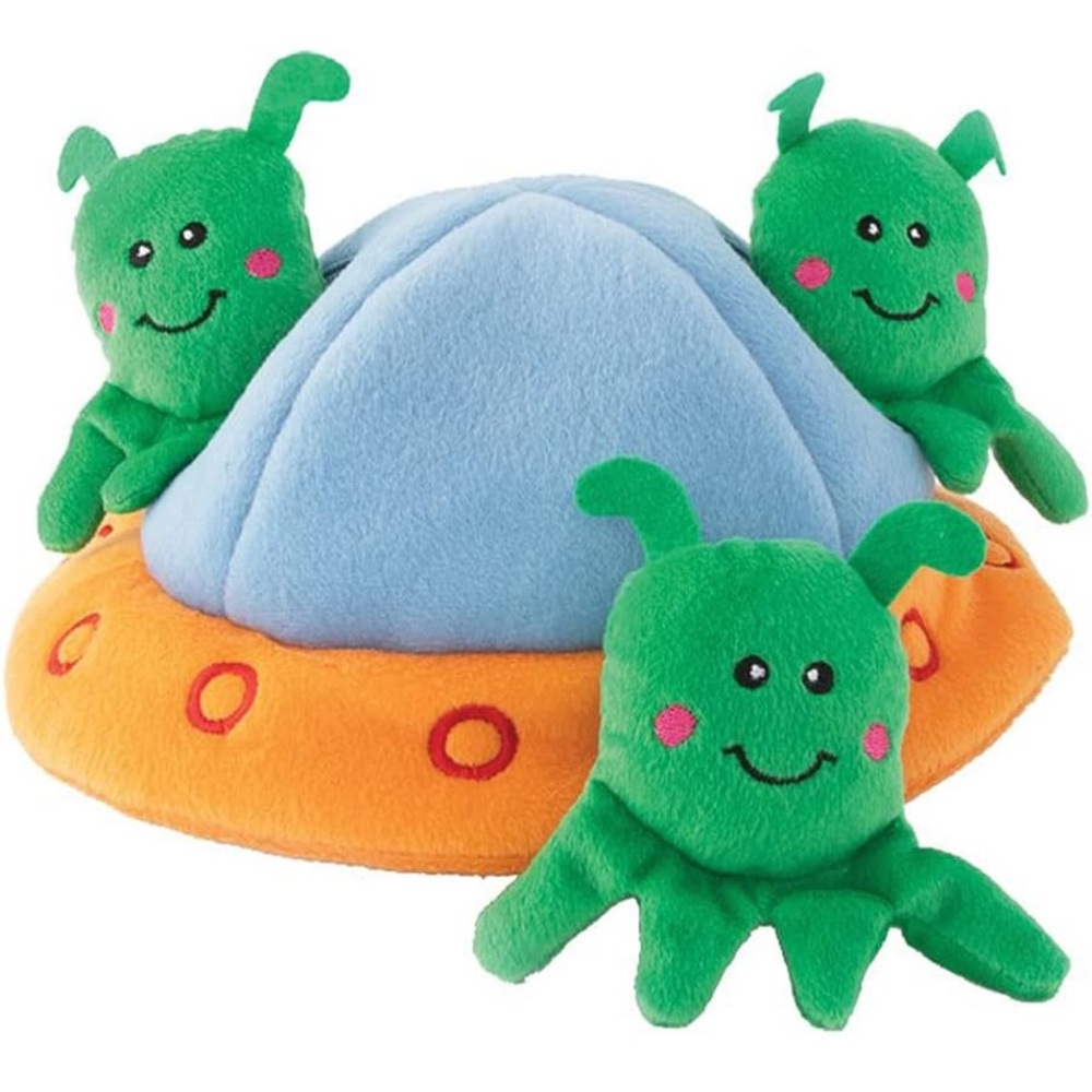 Zippy Paws Zippy Burrow - Aliens in UFO Game, Squeaky Dog Toy